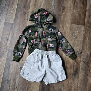 Levi's Baby Toddler Hooded Zip Jacket & Ralph Lauren Cotton Shorts Set, 2T, EUC